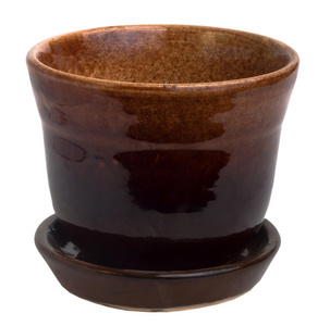 杯空花盆棕色陶瓷隔离剪裁路径