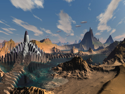 入侵闭关一天外星城市飞碟入侵照片