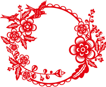 燕子剪纸飞梅花盛开框架周围照片