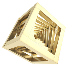 抽象的金色立方体组成隔离图片