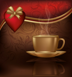 爱与咖啡和心 矢量图卡