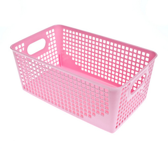 孤立在白色背景上的粉红色塑料篮