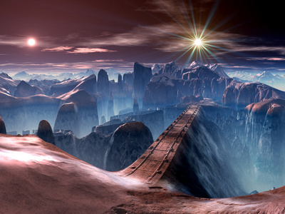 关于外星世界山沟未来派大桥图片