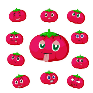 与许多表达式番茄卡通
