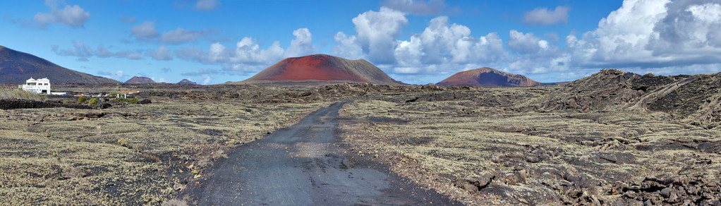 火山字段的全景。兰萨罗特岛，加那利群岛