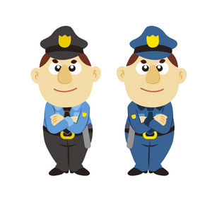 可爱的卡通警察，两种颜色