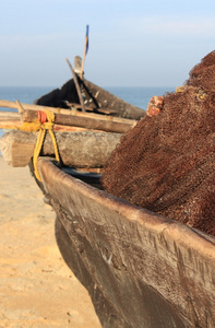 传统的捕鱼船，果阿，印度