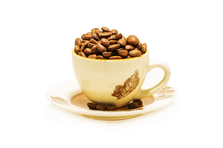 咖啡豆的咖啡杯子