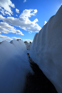 在山上的积雪融化图片