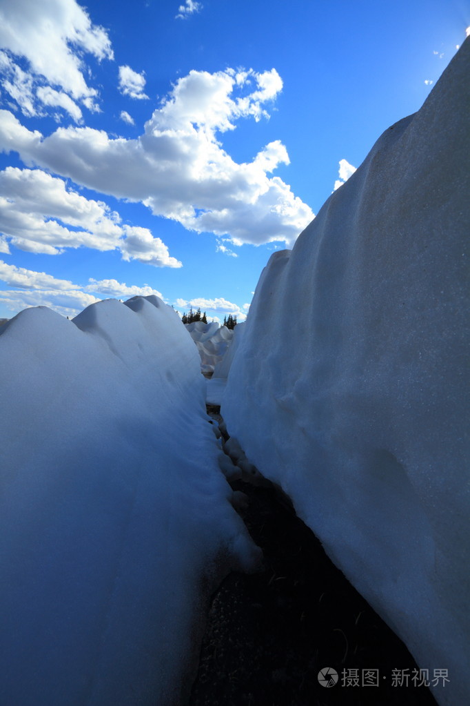 在山上的积雪融化