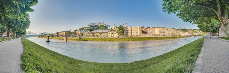 salzach 河通过萨尔茨堡，奥地利的路上