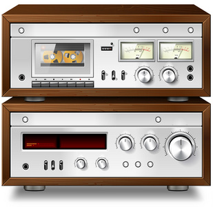 模拟音乐立体声音频紧凑录音机与放大器 v