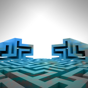 蓝三个三维迷宫结构模板图片