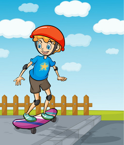 一个男孩玩 skatboard