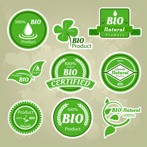 生态和生物标签 徽章和图标的集合