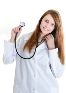 学生女医生用听诊器