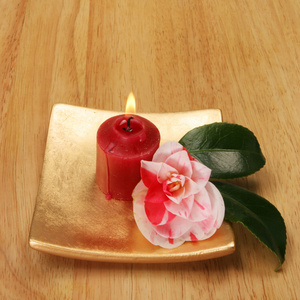 蜡烛和茶花