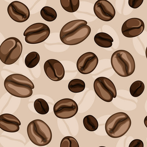 咖啡豆无缝背景。矢量插画
