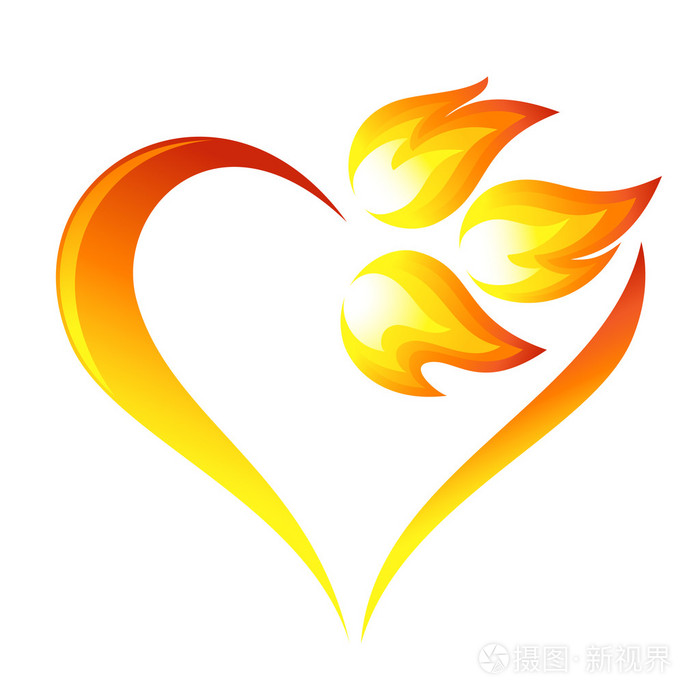抽象的火与心元素图标