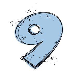 数字 9 素描样式.矢量插画照片
