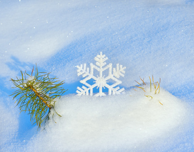 在雪中的装饰雪花