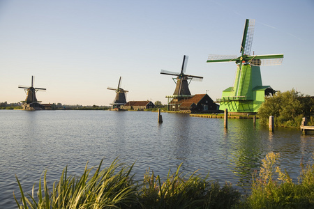 在 zaanse schans，荷兰风车