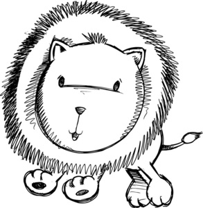 可爱的狮子 cub 素描涂鸦矢量绘画艺术