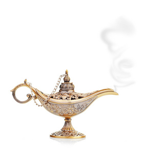 阿拉丁神灯上白色隔离照片