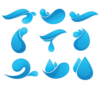 设置水的设计元素，标志 标志和图标设置的 w
