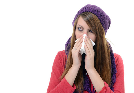 生病 woman.flu.woman 得了感冒。打喷嚏到手帕。头痛。病毒.medicines