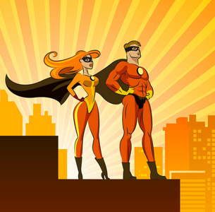 超级英雄男性和女性