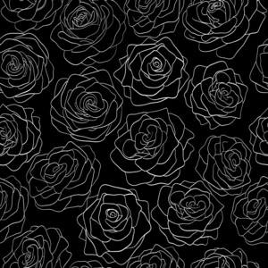 无缝模式的一个黑色的背景上的玫瑰