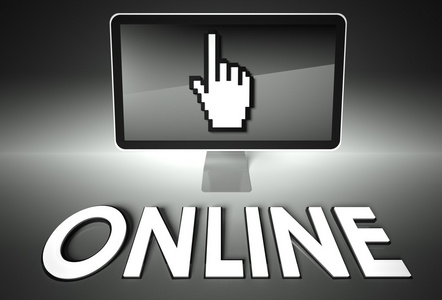 与联机,网络的屏幕和手图标照片