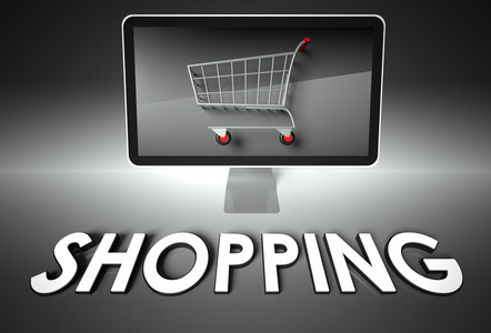 计算机和购物 电子商务与购物车