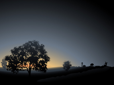 矢量在晨雾日出棵孤独的树