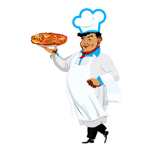 滑稽厨师和意大利比萨饼