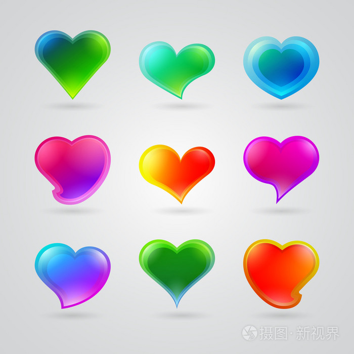 不同的颜色心的集合