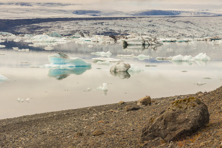 海岸的 jokulsarlon 泻湖冰岛