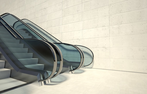 在现代建筑中移动自动扶梯和空墙
