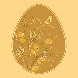 花复活节彩蛋的矢量插图。