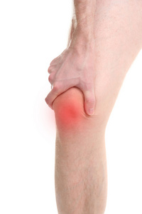 在男子的膝盖疼痛图片