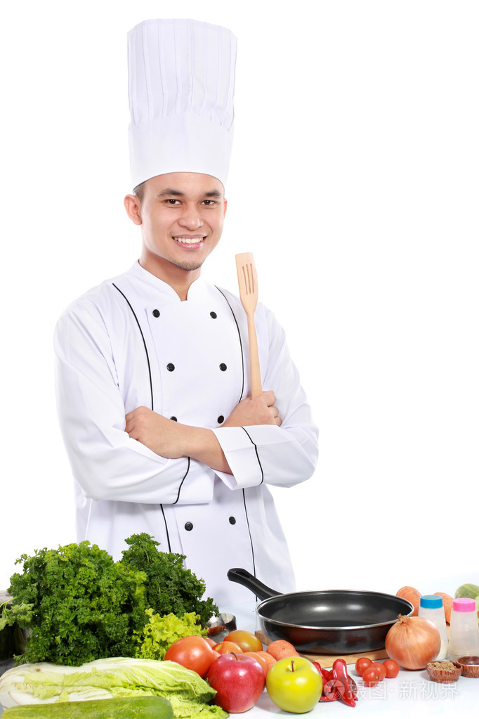 亚洲厨师微笑的肖像照片-正版商用图片1bcfn4-摄图新视界