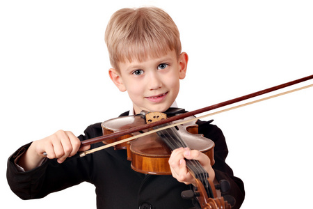 白色的男孩玩小提琴肖像