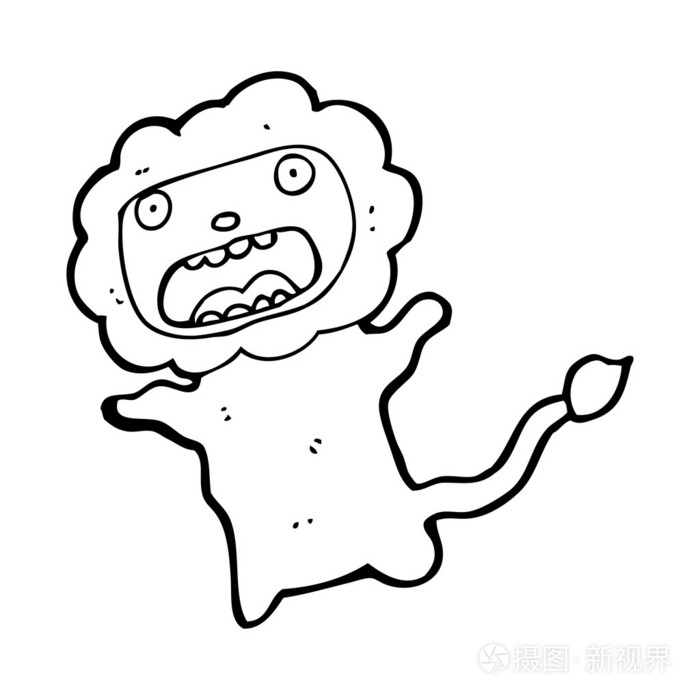 害怕的狮子卡通插画-正版商用图片1bcs8z-摄图新视界