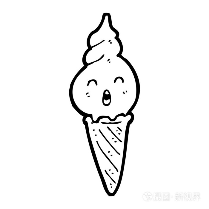 卡通复古冰淇淋圆锥字符插画-正版商用图片1bct7r-摄图新视界