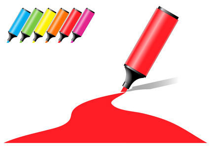 各种颜色选项中的一个彩色区域标记笔