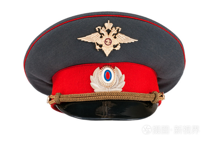 俄罗斯警察帽隔绝在白色背景上