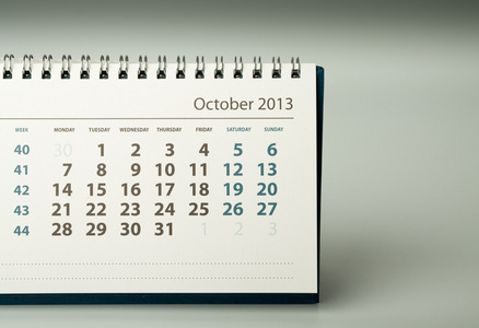2013 年日历。10 月