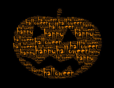 葫芦丝快乐万圣节文字拼贴组成形状的葫芦丝照片