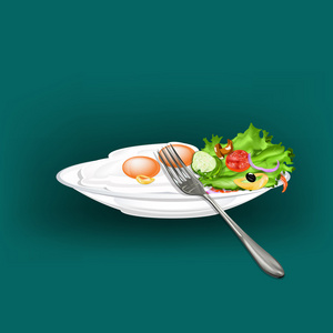 炒鸡蛋和新鲜蔬菜 salad.gourmet food.vector